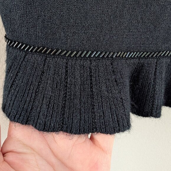 Tommy Hilfiger Black Y2K Spaghetti Strap Knit Top Beaded with‎ Ruffles Size SP - Picture 8 of 14